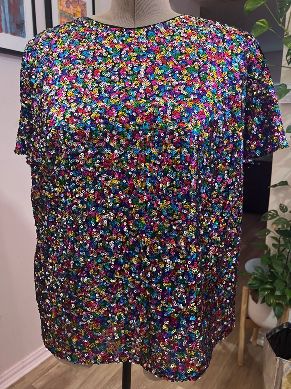 Hutch Multicolor Sequin Short-Sleeve Crewneck Top - Picture 6 of 7